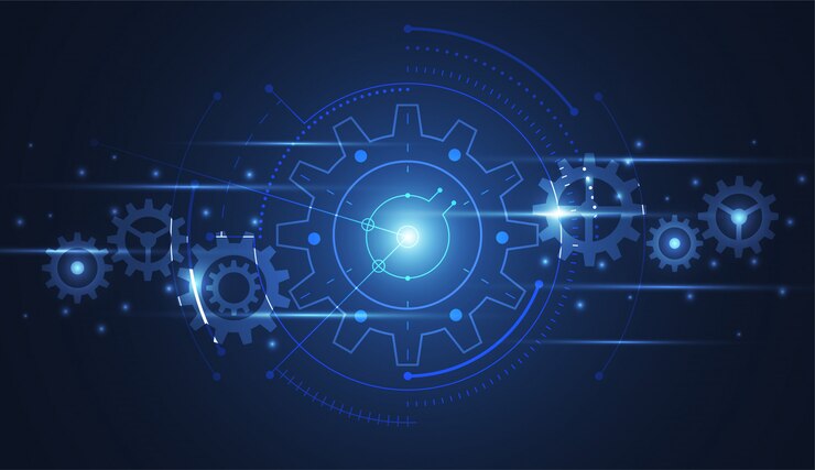 Wektor abstrakcjonistycznej przekładni złączona technologia nauki tło