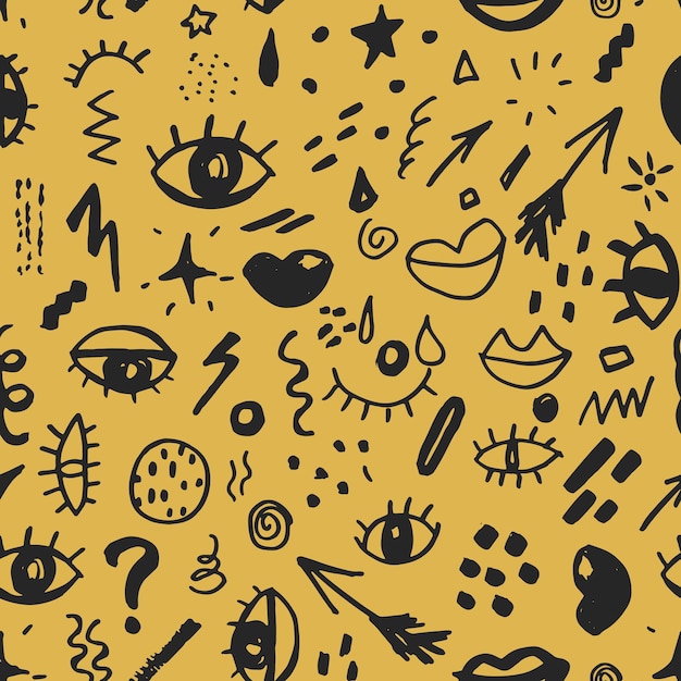 Abstrakcjonistyczni doodle elementy Bezszwowa deseniowa wektorowa ilustracja