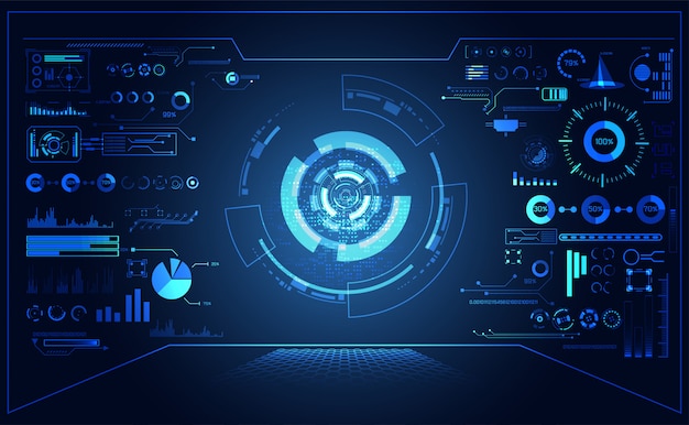 Abstrakcjonistyczni futurystyczni hud interfejsu holograma elementy