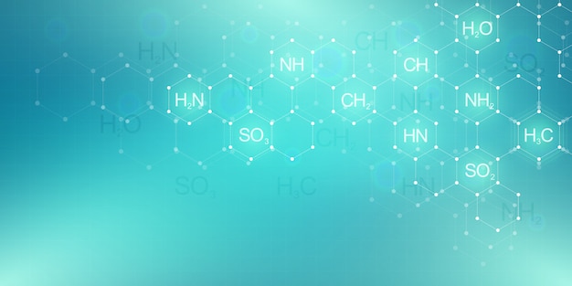 Abstrakcjonistyczny Chemia Wzór Na Zielonym Tle Z Chemicznymi Formułami I Cząsteczkowymi Strukturami. Koncepcja Technologii Nauki I Innowacji.