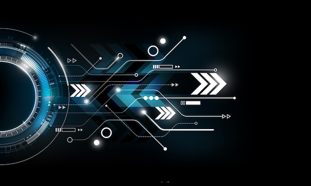 Plik wektorowy abstrakcjonistyczny futurystyczny elektronicznego obwodu technologii tła błękitny czerwony pojęcie, ilustracja