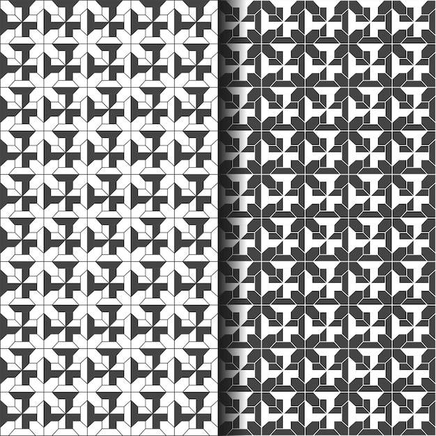Plik wektorowy abstrakcjonistyczny geometryczny bezszwowy czarno-biały wzór skandynawski projekt prosta i nowoczesna dachówka