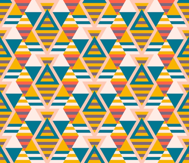 Abstrakcjonistyczny geometryczny bezszwowy wzór z różnymi kształtami. Trójkąty, romby, linie.