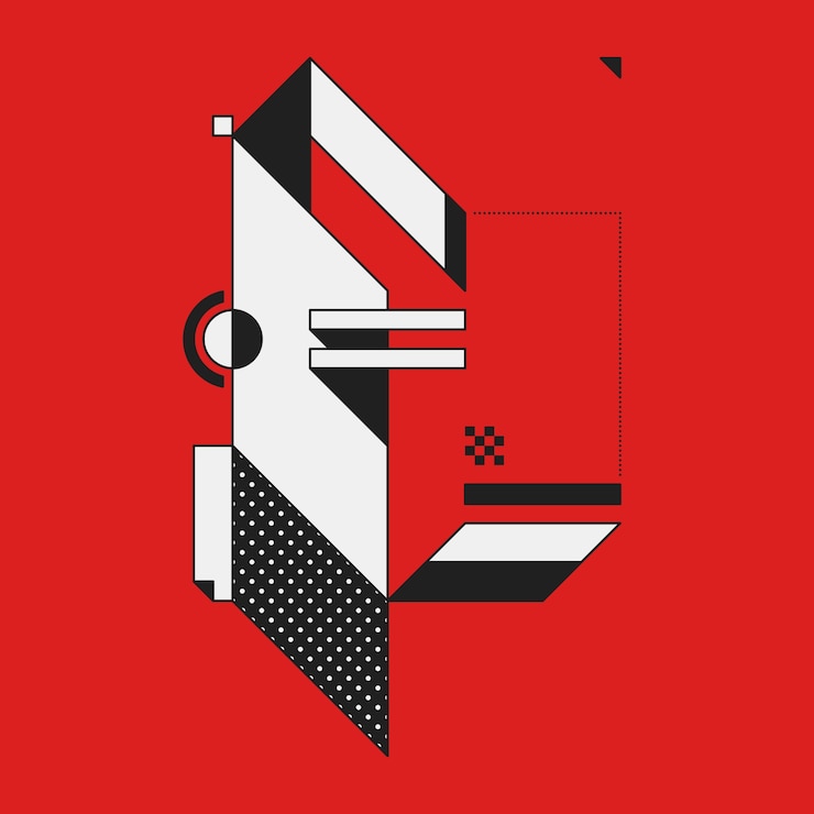 Wektor abstrakcjonistyczny geometryczny element na czerwonym tle. przydatny jako okładka cd, druk lub plakat.