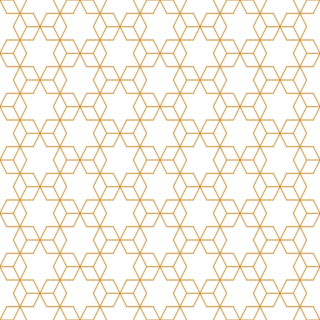 Plik wektorowy abstrakcjonistyczny geometryczny sześcianu wzór bezszwowy z złocistą luksusową linią i białym tłem.