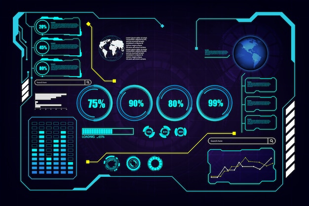 Abstrakcjonistyczny hud ui gui przyszłościowego futurystycznego parawanowego systemu wirtualny tło