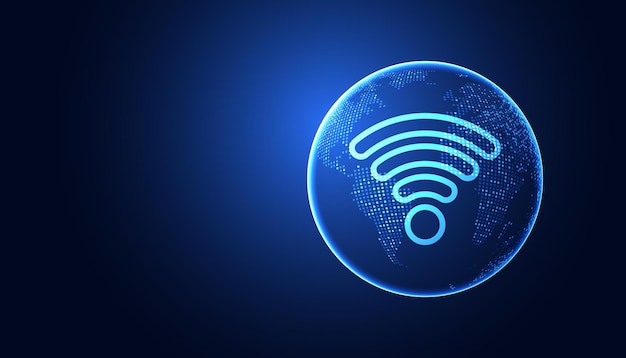Abstrakcjonistyczny światowy wifi połączenie pojęcie połączenie sieci ludzie komunikacja Na błękicie