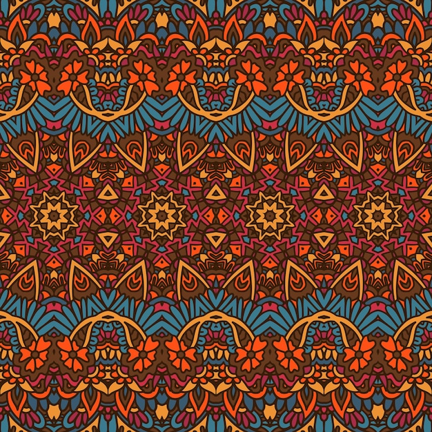 Abstrakcjonistyczny Tribal Rocznika Indian Tekstylny Etniczny Bezszwowy Wzór Ozdobnych Wektorowy Kolorowy Geometryczny Sztuka Tło