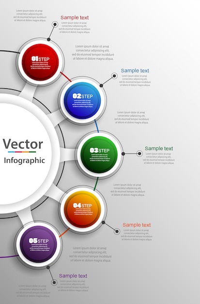 Plik wektorowy abstrakcjonistyczny wektorowy infographics liczby opcj szablon z pięć krokami