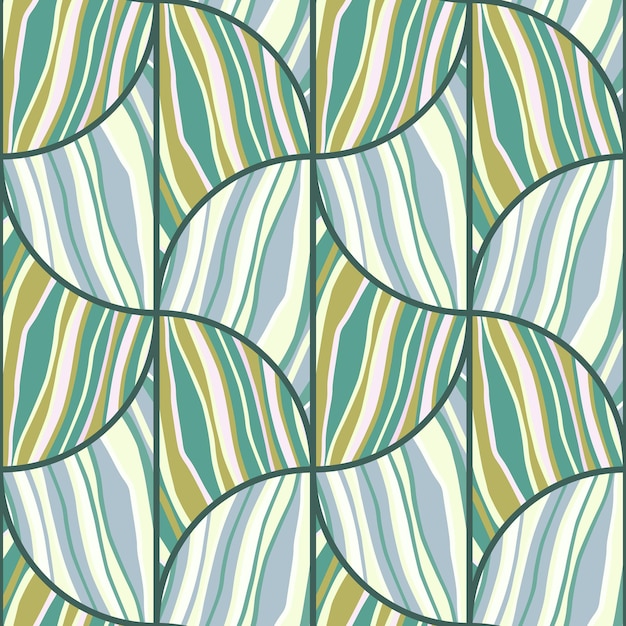 Abstrakcyjna fala w tapecie w stylu patchwork Mozaika geometryczna bezszwowa patern Dekoracyjny abstrakcyjny ornament linii
