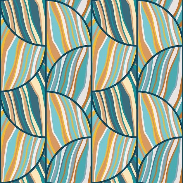 Abstrakcyjna fala w tapecie w stylu patchwork Mozaika geometryczna bezszwowa patern Dekoracyjny abstrakcyjny ornament linii