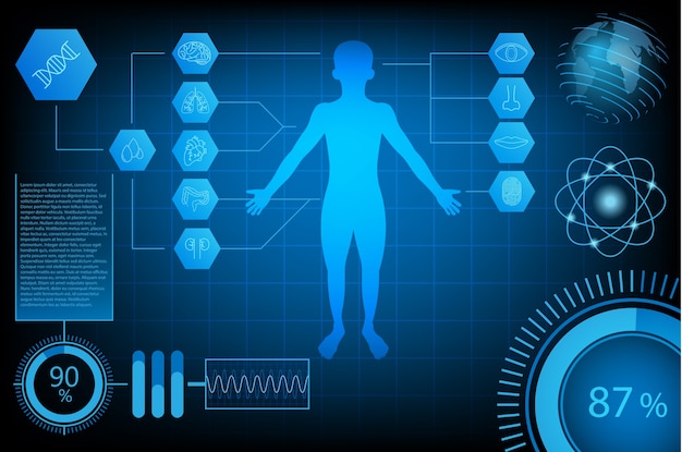 Plik wektorowy abstrakcyjna futurystyczna technologia nauki pojęcie człowieka i świata