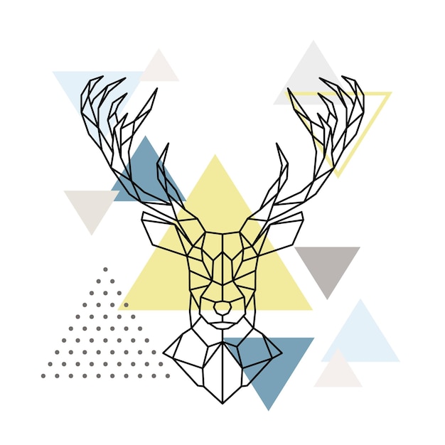 Plik wektorowy abstrakcyjna geometryczna głowa jelenia na skandynawskim tle