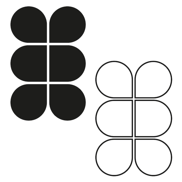 Abstrakcyjna ikona kwiatowa Geometryczny kształt kwiatowy Minimalne czarne płatki Ilustracja wektorowa