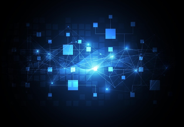 Abstrakcyjna koncepcja technologii cyfrowej blockchain Projekt dużych danych Ilustracja wektorowa