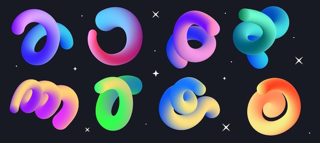 Abstrakcyjna linia gradientu krzywej Gradient 3d blend stroke Elementy projektowania Jasny ruch skręcony kształt linii płynnej