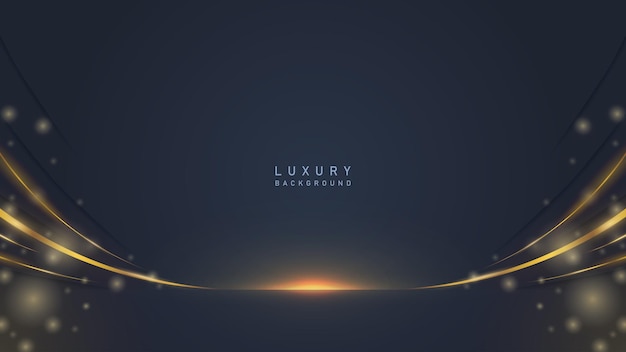 Plik wektorowy abstrakcyjna nowoczesna luksusowa złota linia nagrody na ciemno niebieskim tle z eleganckimi złotymi akcentami.
