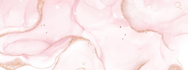 Plik wektorowy abstrakcyjna płynna sztuka z techniką różowego atramentu alkoholowego i złotym pluskiem