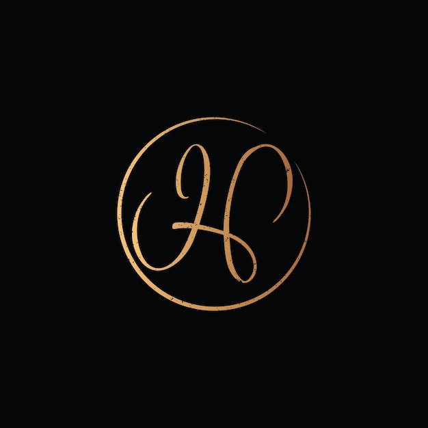 abstrakcyjna początkowa litera HI logo w złotym kolorze na białym tle na czarnym tle