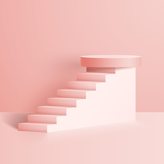 Abstrakcyjna scena 3D ze schodami i geometrycznym podium Stojak na reklamę produktu