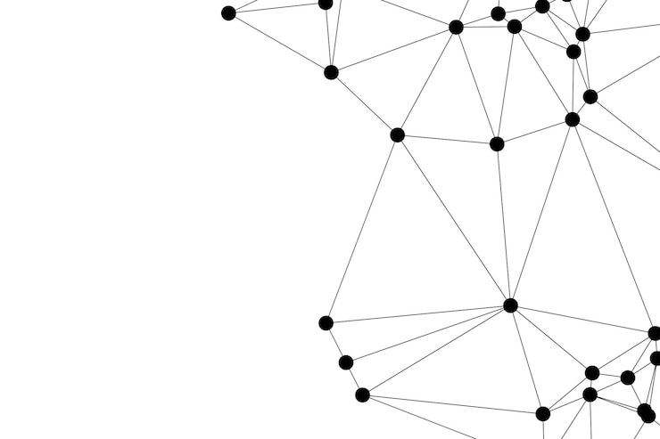 Wektor abstrakcyjna siatka wieloboczna z czarnymi węzłami i cienkimi liniami tworząca minimalistyczny wzór sieci geometrycznej