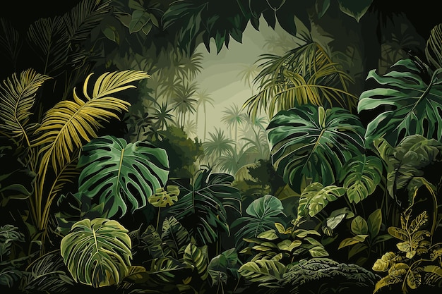 Plik wektorowy abstrakcyjna sztuka ilustracja wektorowa malarstwo akwarelowe tapeta dla dzieci ręcznie rysowane rośliny palma
