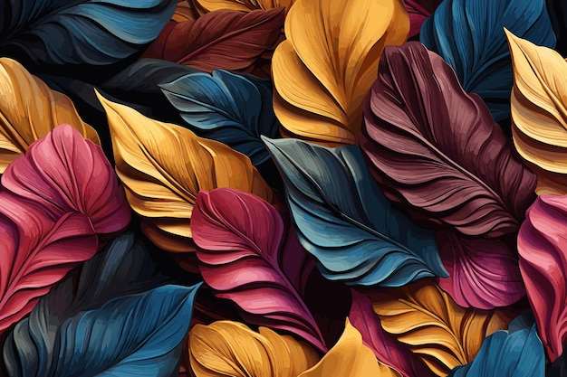 Plik wektorowy abstrakcyjna technika malarstwa olejnego kwiaty liście przyszłość jest stylowa na papierze