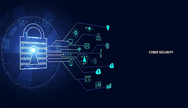 Abstrakcyjna technologia cyberbezpieczeństwo prywatność koncepcja sieci informacji kłódka ochrony ikony