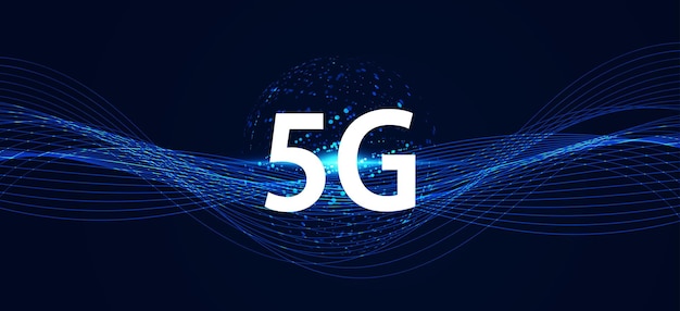 Plik wektorowy abstrakcyjna technologia cyfrowa futurystyczna koncepcja światowa sieć technologii komunikacji bezprzewodowej 5g