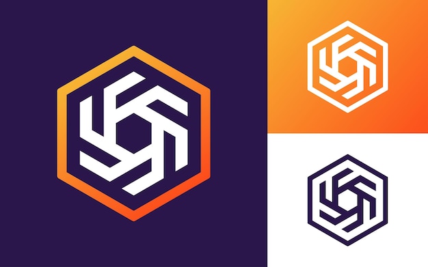 Abstrakcyjna Technologia Hexagon Monogram Logo Dla Firmy Lub Drużyny Sportowej