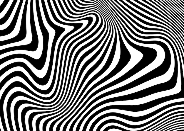 Abstrakcyjna tekstura op-art z falistymi paskami Twórcze tło ze zniekształconymi liniami Wzór w paski