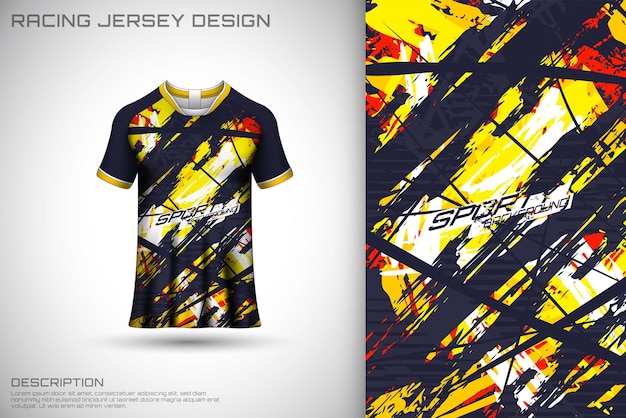 Abstrakcyjna teksturowana koszulka sportowa do wyścigów, piłki nożnej, gier, motocrossu, jazdy na rowerze