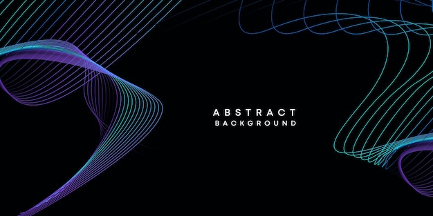 Abstrakcyjna wizualizacja geometryczna ciemno-niebieski pomarańczowo-zielony gradient falujące linie tło technologiczne