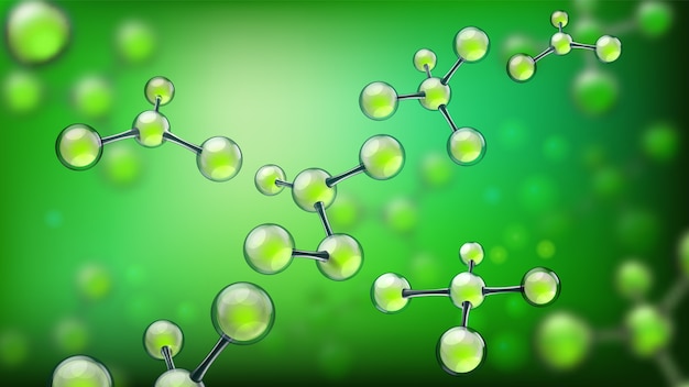 Abstrakcyjne cząsteczki. Struktury molekularne, sfery molekularne i badania medyczne. Chemia genetyczna tło danych dna lub cząsteczki komórek medycznych struktura atomu 3d tło wektor