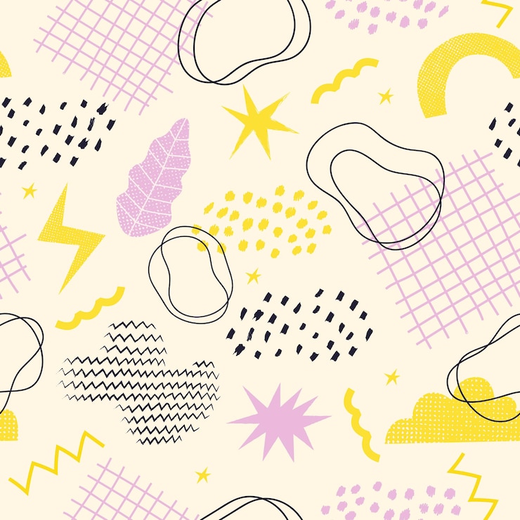 Wektor abstrakcyjne doodle kształty bez szwu wzór geometryczny teksturowany backgroung