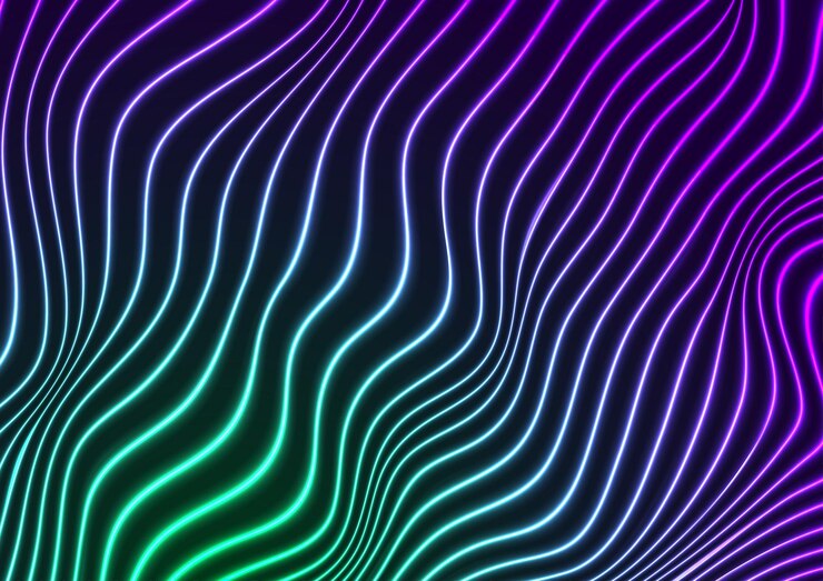 Wektor abstrakcyjne futurystyczne zielone fioletowe neonowe fale tła
