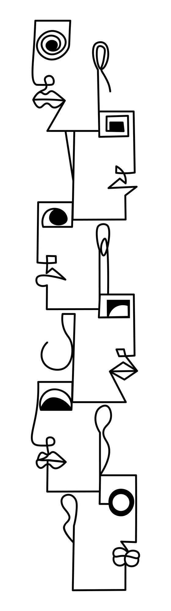 Wektor abstrakcyjne geometryczne twarze jedna linia sztuki