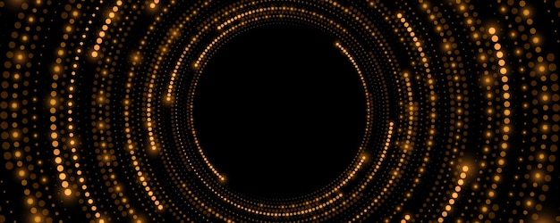 Abstrakcyjne kręgi świecących wirujących kropek na czarnym tle Big Data wizualizacja w cyberprzestrzeni Sieć neuronowa analizuje informacje Ilustracja wektorowa