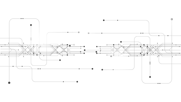 Plik wektorowy abstrakcyjne linie i kropki łączą tło. technologia połączenia danych cyfrowych