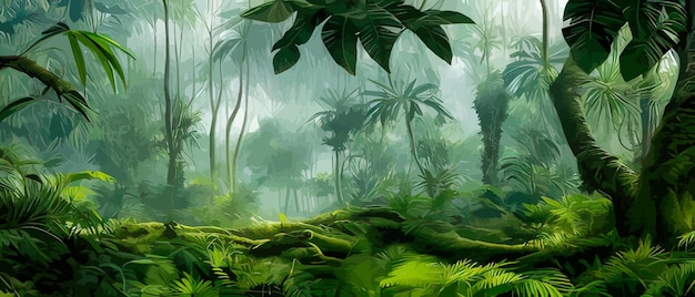 Plik wektorowy abstrakcyjne liście i botaniczne tło zielonej tapety lasów tropikalnych wykonane z drzew i liści