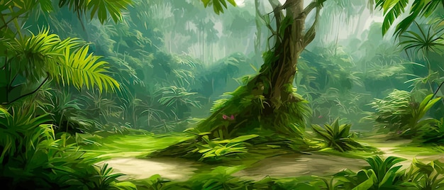 Plik wektorowy abstrakcyjne liście i botaniczne tło zielonej tapety lasów tropikalnych wykonane z drzew i liści