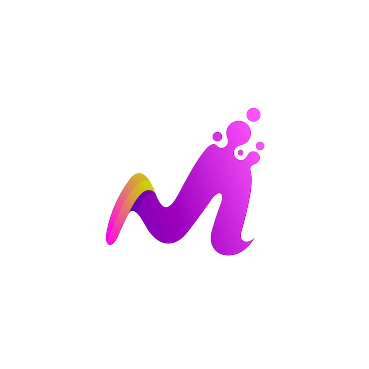 Wektor abstrakcyjne logo litery m z kolorowymi ikonami biznesowymi w stylu 3d