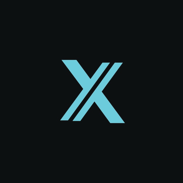 Abstrakcyjne logo z niebieską literą X na czarnym tle