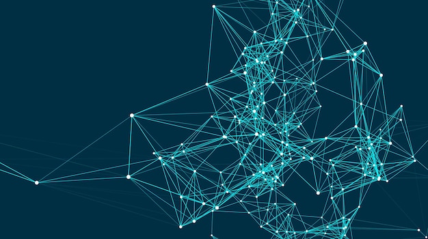 Abstrakcyjne połączenia są w przestrzeni Tło z łączeniem kropek i linii Struktura połączenia renderowania 3d