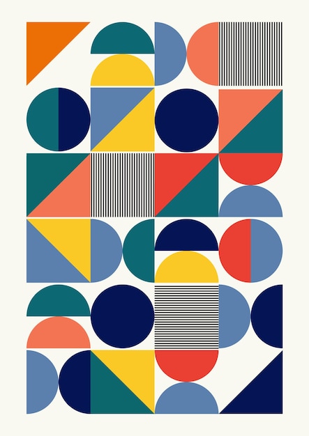 Abstrakcyjne symbole z odważnymi kształtami geometrycznymi plakat Vector proste prace artystyczne Bauhaus