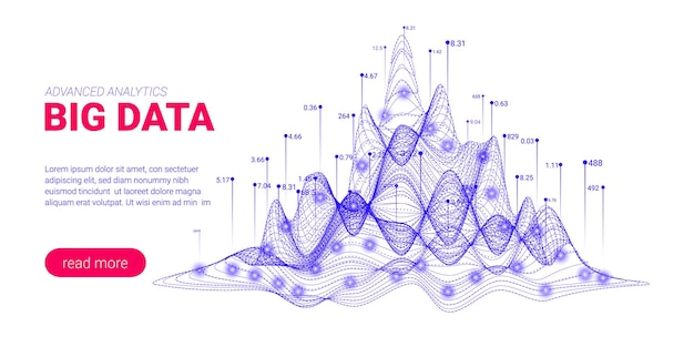 Plik wektorowy abstrakcyjne tło dużych zbiorów danych z wizualizacją analizy
