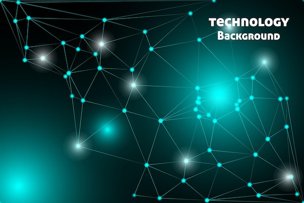 Abstrakcyjne tło technologiczne z świecącymi połączeniami sieciowymi i cyfrową siatką dla nowoczesnego projektu