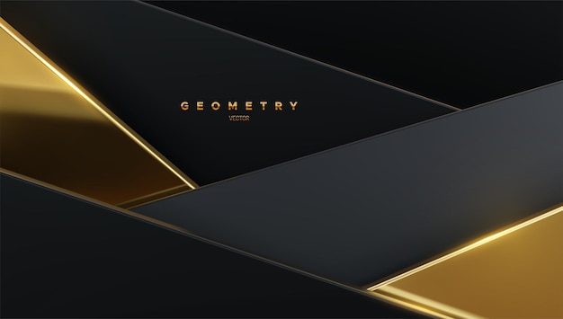 Abstrakcyjne tło z czarnymi i złotymi geometrycznymi kształtami