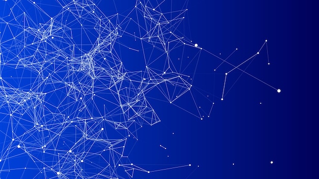 Abstrakcyjne tło z ruchomymi kropkami i liniami Struktura połączenia sieciowego Wektorowa futurystyczna ilustracja Projektowanie technologii cyfrowej