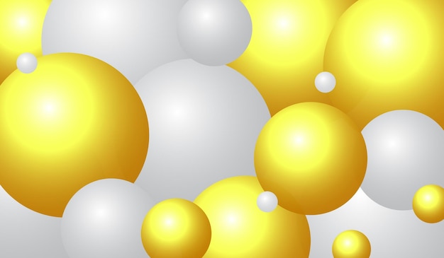 Plik wektorowy abstrakcyjne tło z sferami 3d złote i białe pęcherzyki ilustracja wektorowa